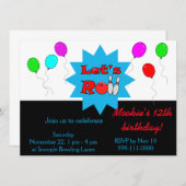 Aangepaste Bowling-uitnodiging - Sjabloon uitnodig Kaart (Voorkant / Achterkant)