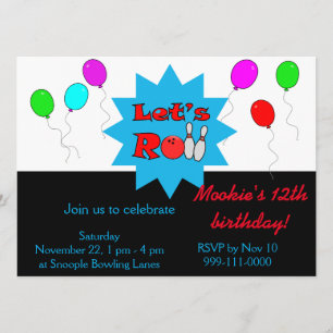 Aangepaste Bowling-uitnodiging - Sjabloon uitnodig Kaart