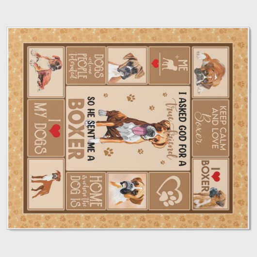 Aangepaste Boxer Dog Blanket Cadeaupapier (Vlak)