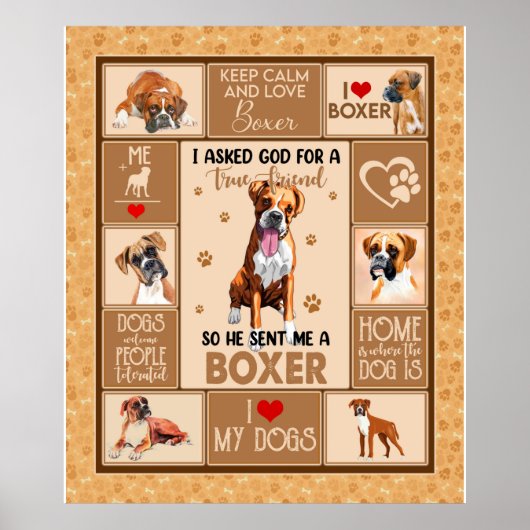 Aangepaste Boxer Dog Blanket Poster (Voorkant)