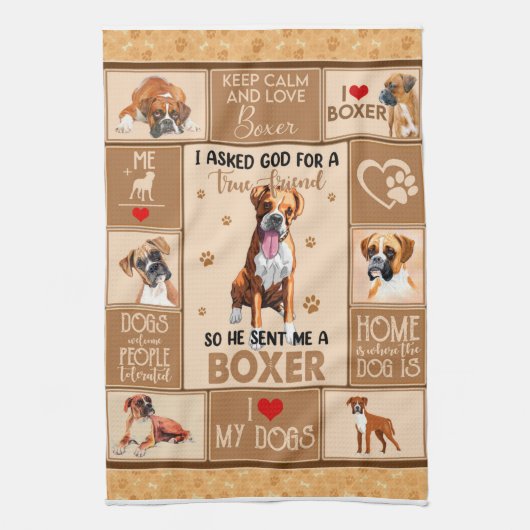 Aangepaste Boxer Dog Blanket Theedoek (Verticaal)