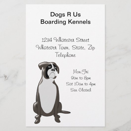 Aangepaste Boxer Dog Design Boarding Kennels Flyer (Voorkant)