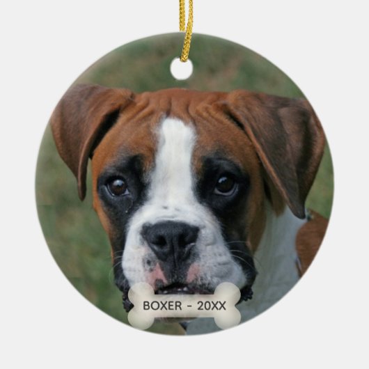 Aangepaste Boxer Hond Foto Keramisch Ornament (Voorkant)