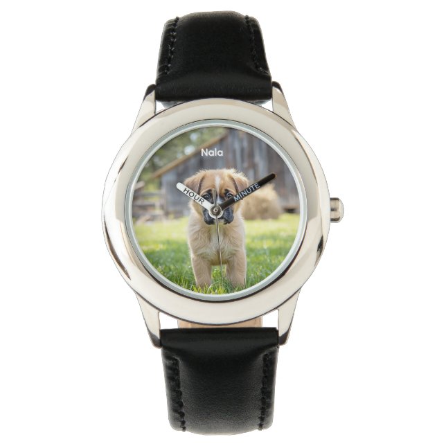 Aangepaste Boxer Puppy Horloge voor Kinderen (Voorkant)