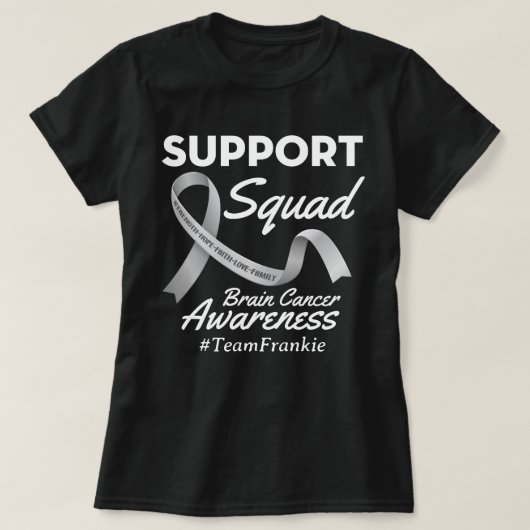 Aangepaste Brain Cancer Support Squad voor Warrior T-shirt (Design voorkant)