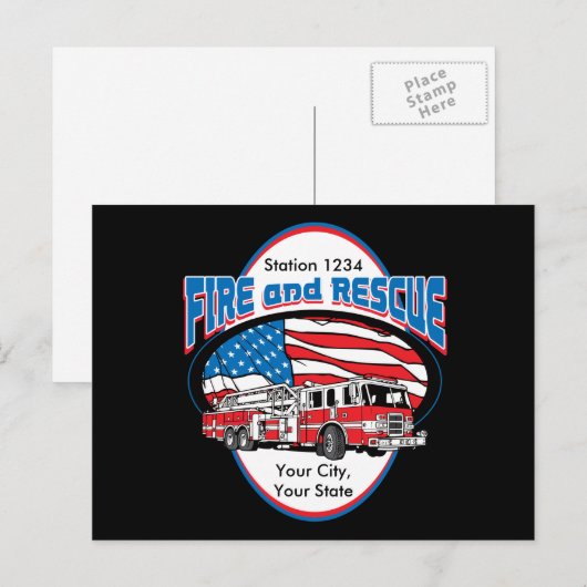 Aangepaste brand en redding briefkaart (Voorkant / Achterkant)