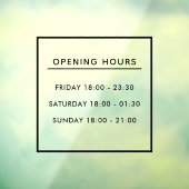 Aangepaste Branded Black Restaurant Openingstijden Raamsticker (Vel 3)