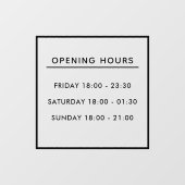 Aangepaste Branded Black Restaurant Openingstijden Raamsticker (Vel)