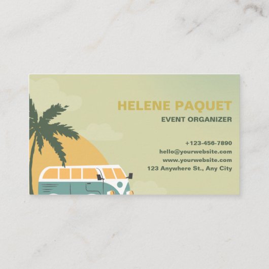 Aangepaste Branded Groen Geel Zomer Event Planner Visitekaartje (Achterkant)