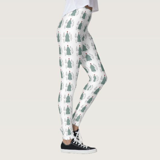 Aangepaste Branded Groene Zwarte Kerstboom Legging (Rechts)