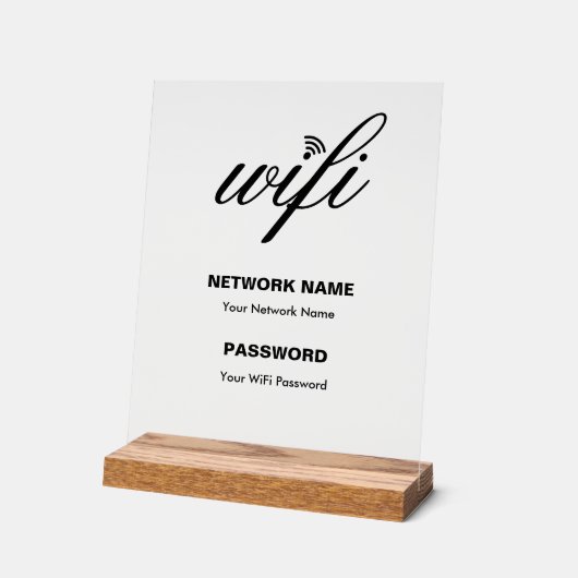 Aangepaste Branded Wi-Fi details en Wachtwoord Wit Acryl Bord (Hoek)
