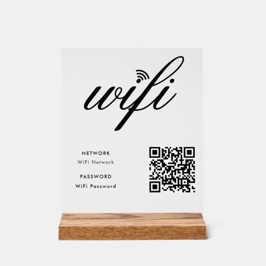 Aangepaste branded WiFi-netwerk QR-code Wit Acryl Bord (Voorkant)