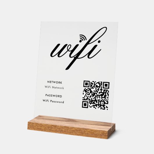 Aangepaste branded WiFi-netwerk QR-code Wit Acryl Bord (Hoek)