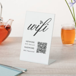 Aangepaste branded WiFi-netwerk QR-code Wit Reclamebord Met Voetstuk