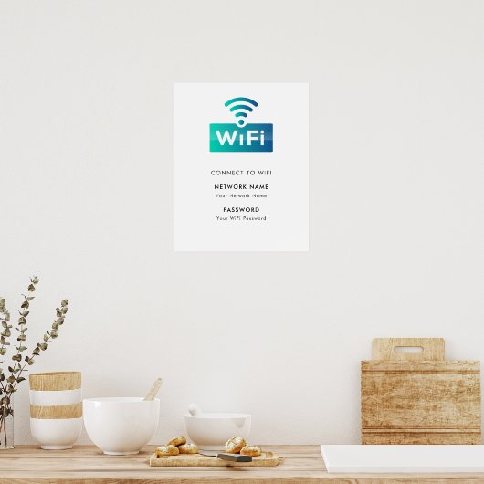 Aangepaste Branded WiFi-Netwerk Verbinden Modern W Poster (Keuken)