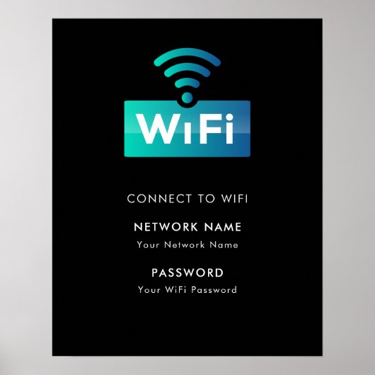 Aangepaste Branded WiFi-Netwerk Verbinden Modern Z Poster (Voorkant)