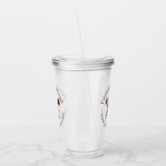 Aangepaste Branding Logo & Circulaire Tekst Bruin Acryl Drinkbeker (Links)