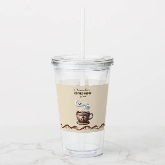 Aangepaste branding voor Coastal Cafe Acryl Drinkbeker (Voorkant)