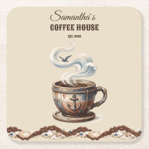 Aangepaste branding voor Coastal Cafe Kartonnen Onderzetters