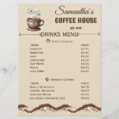 Aangepaste branding voor Coastal Cafe Menu (Voorkant)