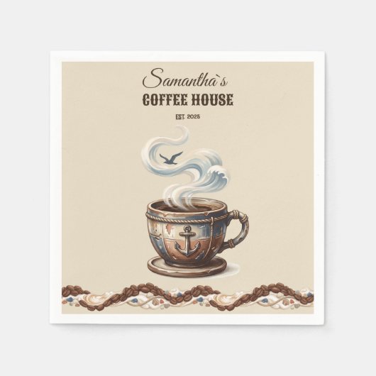 Aangepaste branding voor Coastal Cafe Servet (Voorkant)