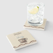 Aangepaste branding voor Coastal Cafe Stenen Onderzetter (Zijkant)