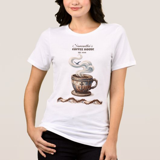 Aangepaste branding voor Coastal Cafe  Tri-Blend Shirt (Voorkant)