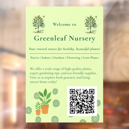 Aangepaste branding voor Greenleaf Nursery Raamsticker (Vel 2)