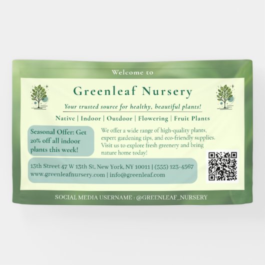 Aangepaste branding voor Greenleaf Nursery Spandoek (Horizontaal)