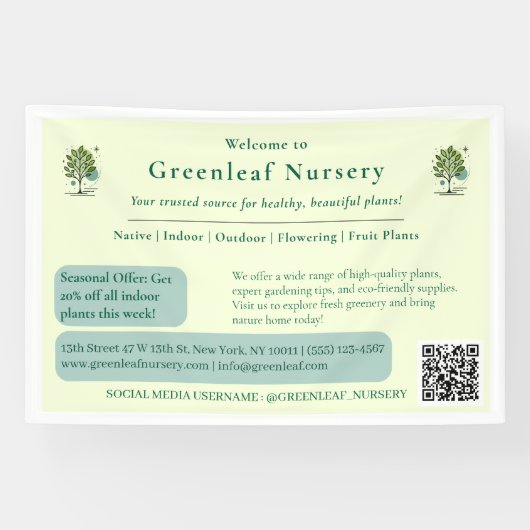 Aangepaste branding voor Greenleaf Nursery Spandoek (Horizontaal)