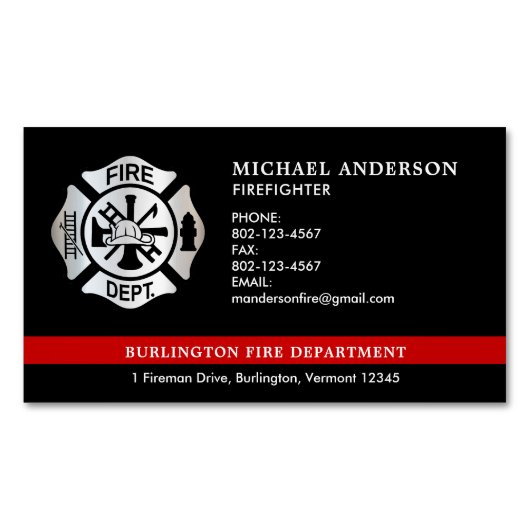 Aangepaste brandweer brandweer embleem Logo Magnetisch Visitekaartje (Voorkant)