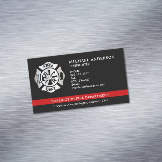 Aangepaste brandweer brandweer embleem Logo Magnetisch Visitekaartje (Voorbeeld)