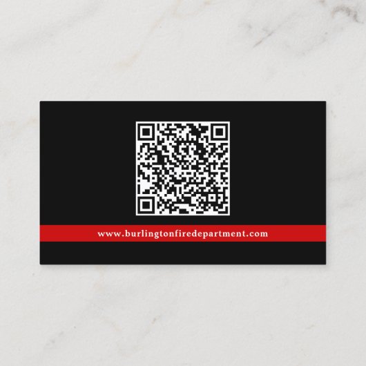 Aangepaste brandweer brandweer QR Code Logo Visitekaartje (Achterkant)