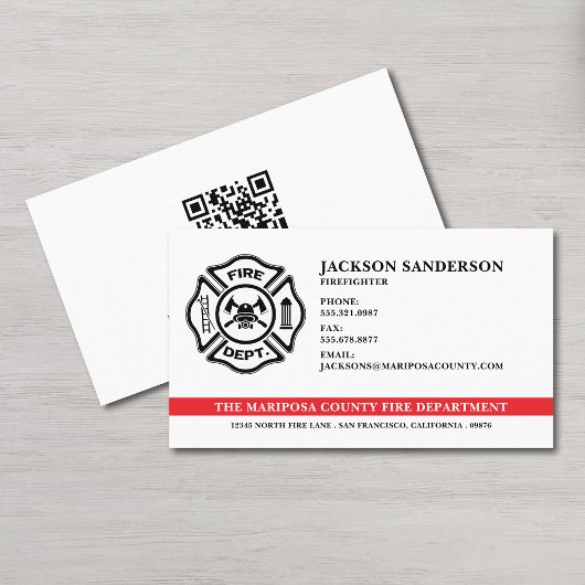 Aangepaste brandweer brandweer QR code Visitekaartje