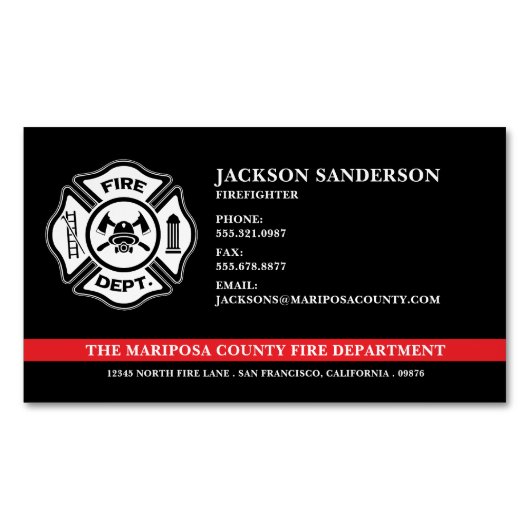 Aangepaste brandweer brandweer rode lijn Logo Magnetisch Visitekaartje (Voorkant)