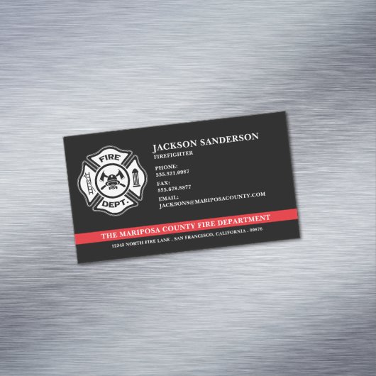 Aangepaste brandweer brandweer rode lijn Logo Magnetisch Visitekaartje (Voorbeeld)