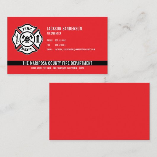 Aangepaste brandweer brandweer rode lijn Logo Visitekaartje (Voorkant / Achterkant)