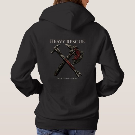 Aangepaste brandweer reddingsbrandweerwagen Zware Hoodie (Achterkant)