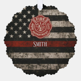 Aangepaste brandweer Thin Red Line Kerst Ornament Kaart