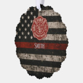 Aangepaste brandweer Thin Red Line Kerst Ornament Kaart (Links)