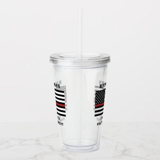 Aangepaste brandweerdienst met dunne rode lijn acryl drinkbeker (Rechts)