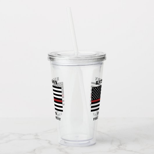 Aangepaste brandweerdienst met dunne rode lijn acryl drinkbeker (Links)