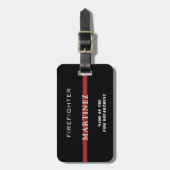 Aangepaste brandweerdienst met dunne rode lijn bagagelabel (Voorkant verticaal)