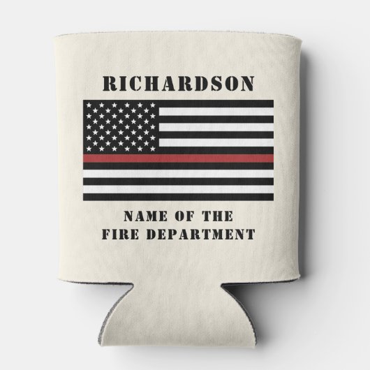 Aangepaste brandweerdienst met dunne rode lijn blikjeskoeler (Achterkant)