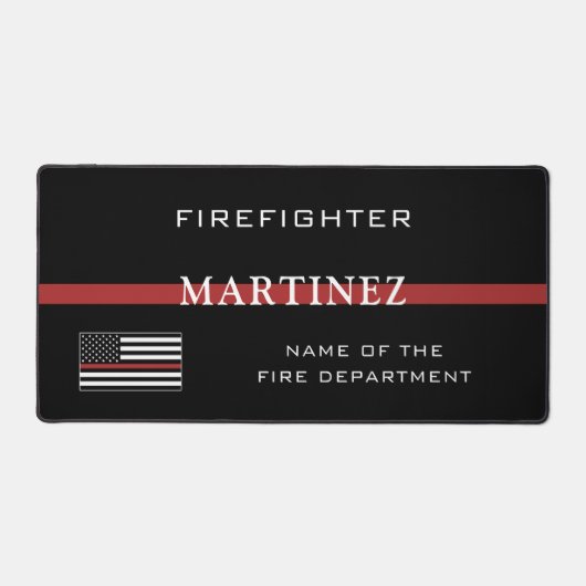 Aangepaste brandweerdienst met dunne rode lijn bureaumat (Voorkant)