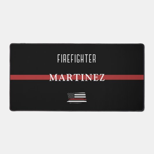 Aangepaste brandweerdienst met dunne rode lijn bureaumat (Voorkant)