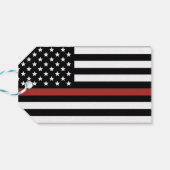 Aangepaste brandweerdienst met dunne rode lijn cadeaulabel (Achterkant Horizontaal)