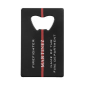 Aangepaste brandweerdienst met dunne rode lijn creditkaart flessenopener (Achterkant)