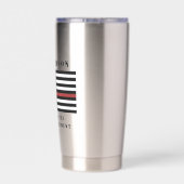 Aangepaste brandweerdienst met dunne rode lijn geïsoleerde drinkbeker (Achterkant)