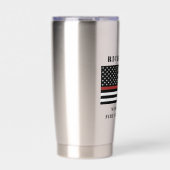 Aangepaste brandweerdienst met dunne rode lijn geïsoleerde drinkbeker (Voorkant)